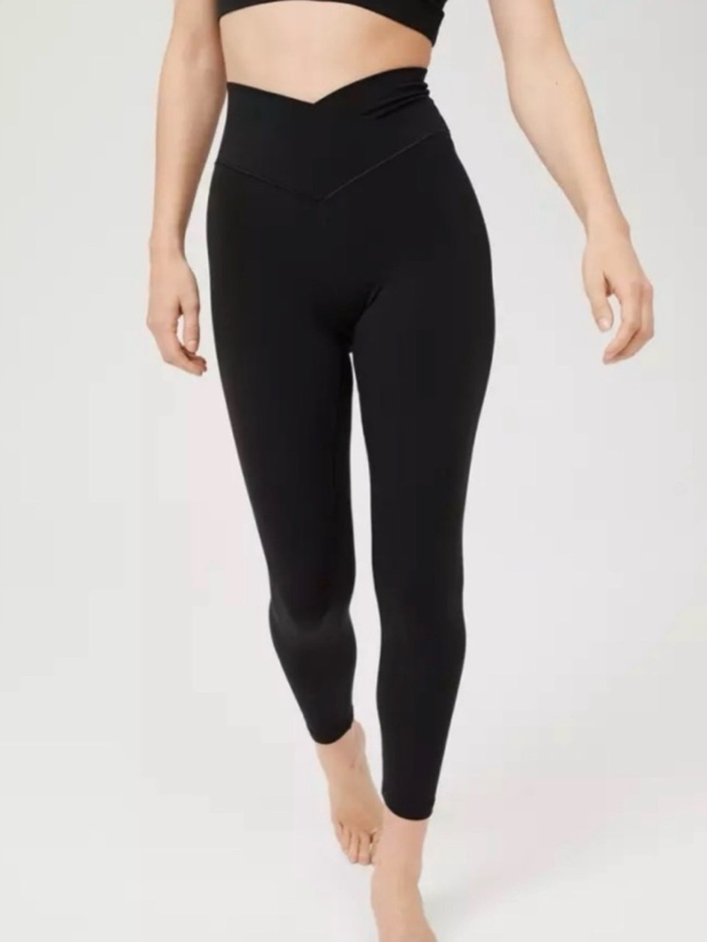 Offline Aerie Black Crossover Real Me Xtra Hi-Rise Leggings Pockets 7/8 Small